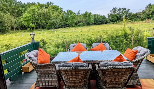 Gorgeous green log cabin at one with nature on Isle of Anglesey