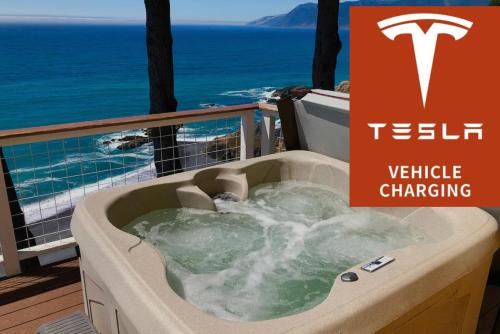 Gorgeous Oceanview, by OceanviewHotTubs Oceanfront! Shelter Cove, CA Tesla EV Station