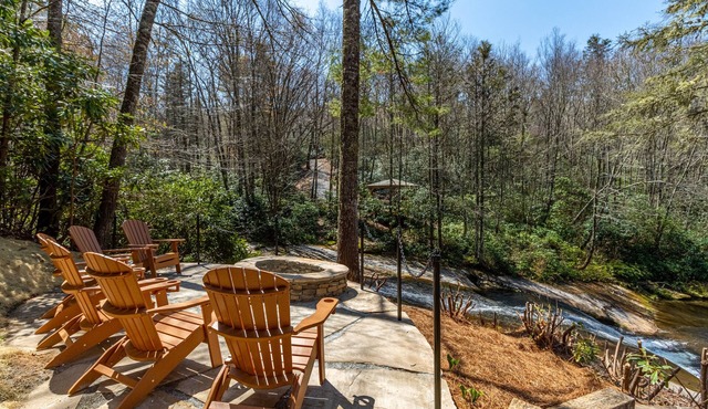 Gorgeous Waterfront Mountain Retreat with Firepit and Waterfall