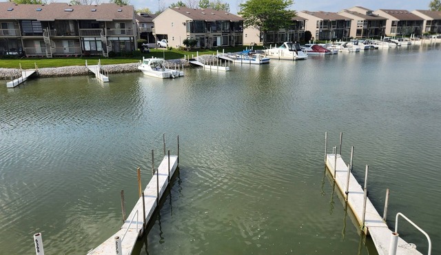 Gorgeous waterfront balcony view & boat dock on the shores of Lake Erie