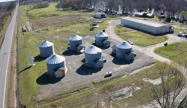 Grain Bin retreat on mini working farm.