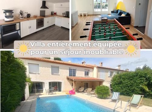 Grande maison familiale avec piscine, proche plage