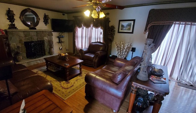 Great location in Poconos, outdoor living space with outdoor seating area, chea