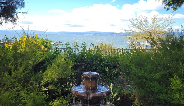 Great Price! Sunset Beach Cottage with Lovely garden, beach, and boat dock!