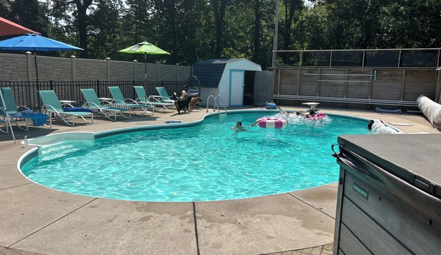 Great Wood Lodge: Spacious 5-bedroom, 2.5-bath home with pool on 3+ acres.