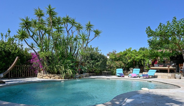 Green setting at Cap Brun (Toulon, Var) Villa with spa pool close to beaches.