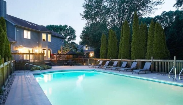Guest favorite! Quiet, wooded setting w/heated pool, hot tub, fire pit & more!