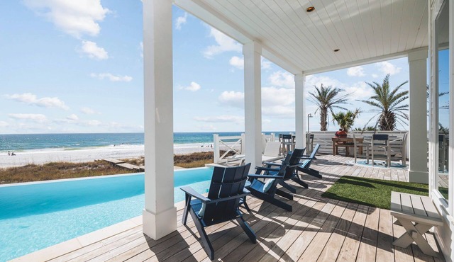 Gulf-front luxury with infinity pool, direct beach access, game room, & elevator
