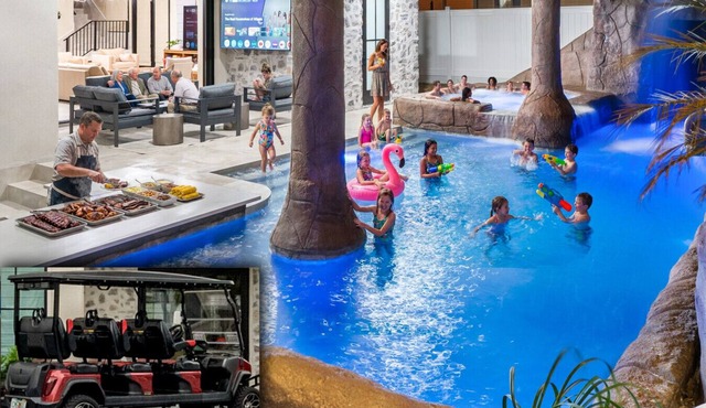 Gulf views, Saltwater lagoon & waterfall, Beach@2min walk, Firepit, Golf Cart, Elevator