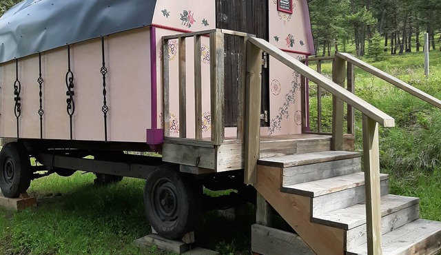 Gypsy wagon is located in Caribou Trail Wagon Camp