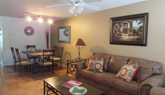 Hacienda in The Desert! Southwest Charm in this easy access 2 bedroom
