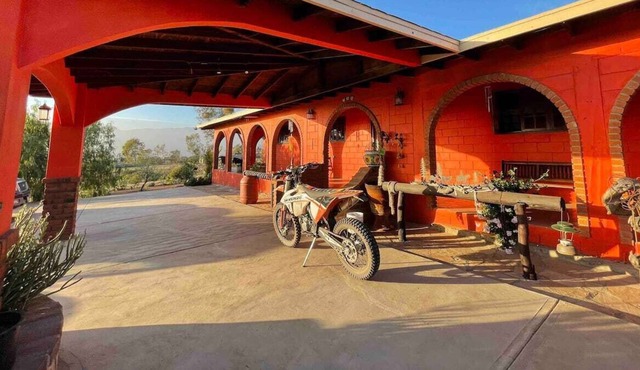 Hacienda with outdoor bar, fireplace and picnic area