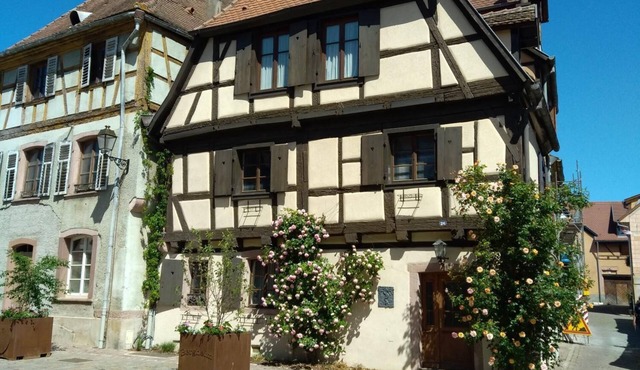 Half-timbered house of the 17th Century in the center of Bergheim, in the heart of the