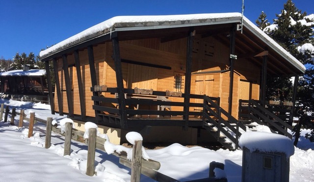 Half wooden CHALET in a clearing in Pyrenees 2000