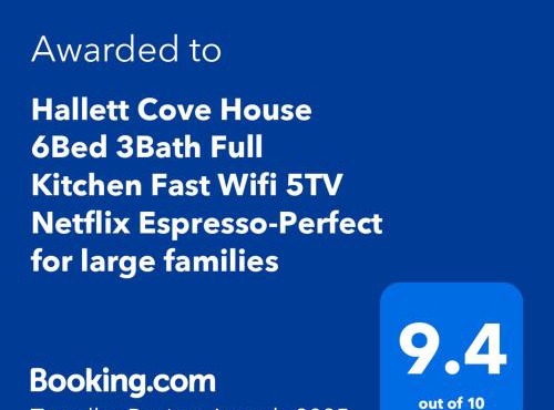 Hallett Cove House 6Bed 3Bath Full Kitchen Fast Wifi 5TV Netflix Espresso-Perfect for large families