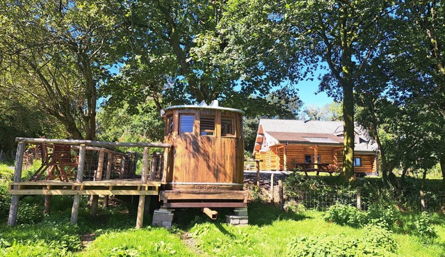 Hand built Log cabin overlooking the lovely peaceful rural valley of Somerset .