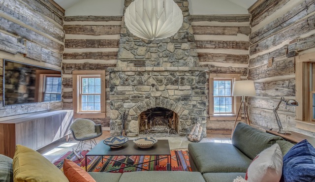 Hand Hewn Log Cabin Newly Renovated, rustic-modern design