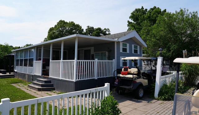 Hangout at newly renovated large corner lot Sherkston Shores Resort at lake Erie