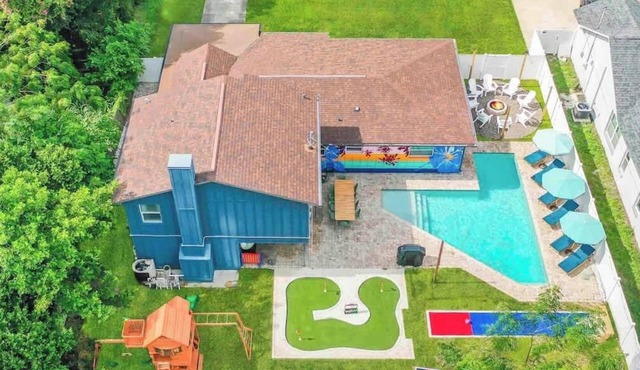 Heated Pool Fire Pit BBQ Mini Golf + Bowling