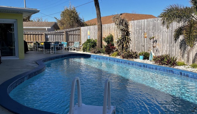 Heated pool, large home across from the beach. Lots of amenities included.
