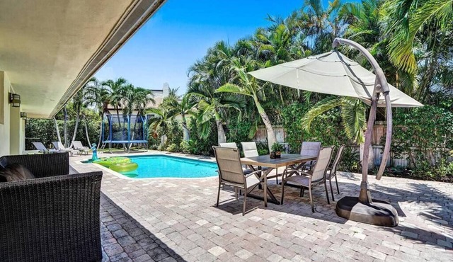 Heated Pool Tropical Oasis Water Slide