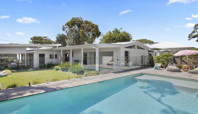 Heated swimming pool and walk to beach