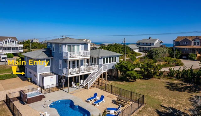 Here & Now: Semi-Oceanfront, private pool, hot tub, steps to the beach, two living areas.