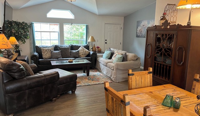 Hidden in the trees!Reasonable Rates-Sleeps 12-Includes kayak for 4.New listing!