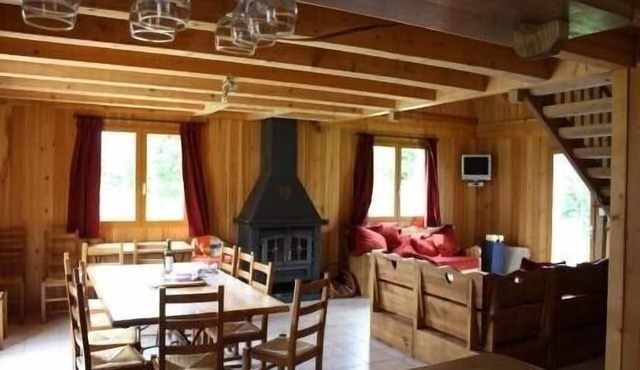 High standard wooden chalet with interior heated pool