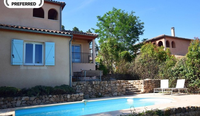 Hillside Villa with Pool, Joyeuse