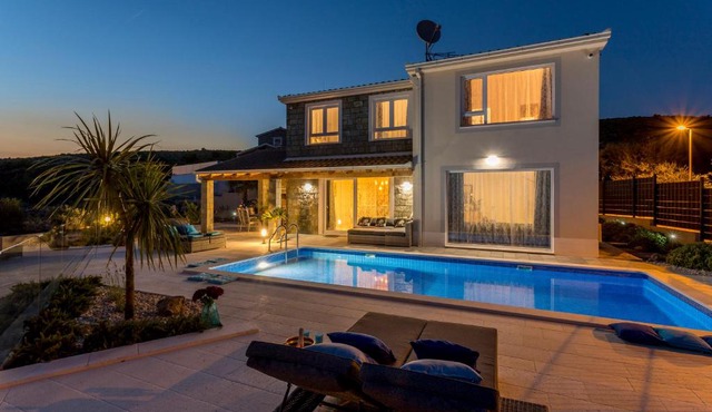 HILLSIDE villa with sea view and pool