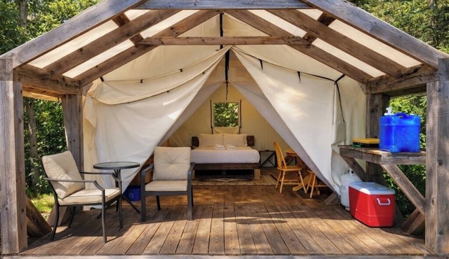 Hilltop Glamping Near Halifax, Bay of Fundy | Sunset Views + Open-air Shower