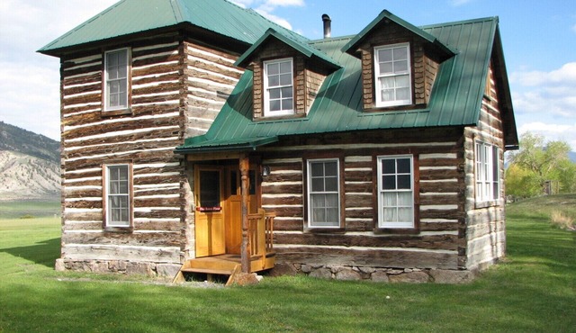 Historic 2 Story Hand-Hewn Log Cabin Next to Yellowstone Park