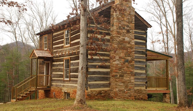 Historic cabin with beautiful view of the Blue Ridge Mountains.