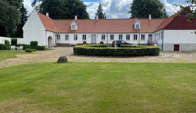 Historic farm with church view near Randers
