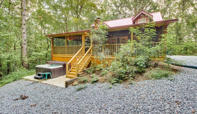 Home on 8 Wooded Acres with Creek, Private Hot Tub, Screened-In Deck & Firepit