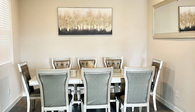 Home sweet home with 4 bedrooms/2.5 baths and 8 beds.