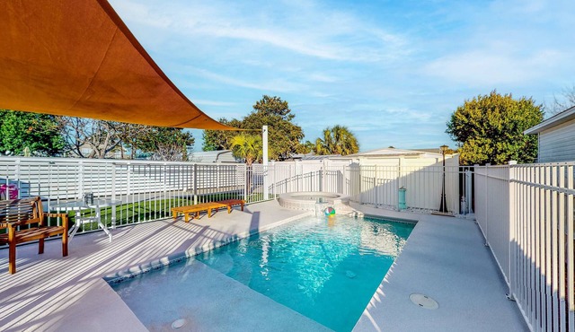 Home with pool, central AC, & washer/dryer - walk minutes to beach