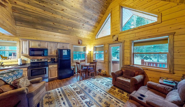 Homey cabin near National Forest with private hot tub, deck, grill, & WiFi
