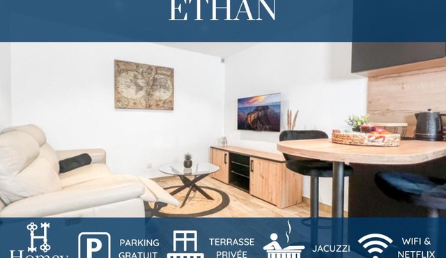 HOMEY ETHAN - Free Parking - Terrasse privée - Wifi et Netflix - Jacuzzi
