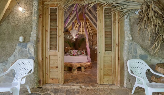 Honeymoon lilac orquid cabin #6, at Chalet Tropical bio-hotel