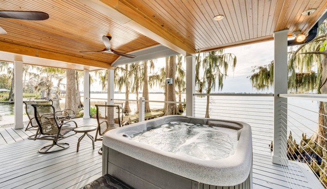 Hot Tub & Fire Pit: Lakefront Home on Lake Eloise