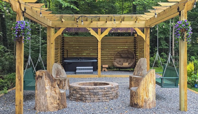 Hot Tub, Fire Pit & Patio: A-Frame Stafford Cabin