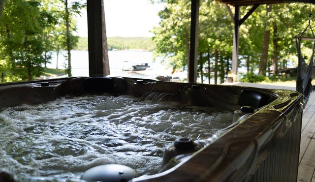 Hot Tub! Lakefront Home - Fire Pit, Kayaks, & Two-Story Dock