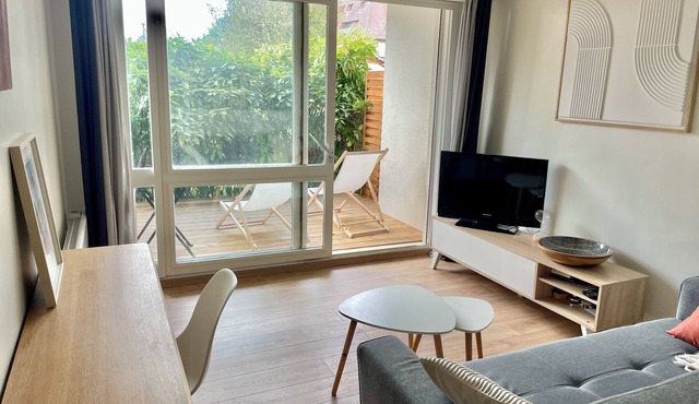 Houlgate 2-room apartment/terrace. Close to downtown and the beach