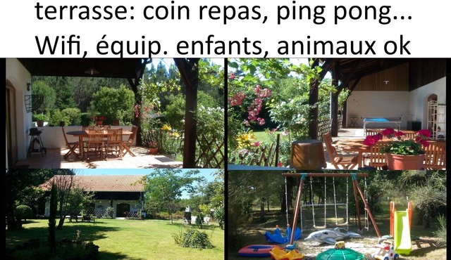 House 3*, Ocean 35mn, lake 20mn, garden beside forest, covered terrace 516sq.ft