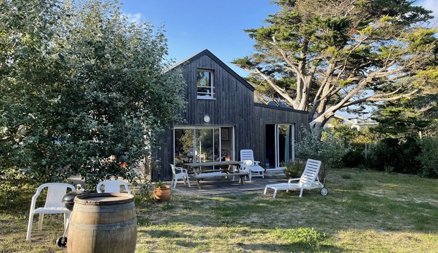 House 30m from the sea in the dune on a fenced, wild and wooded lot