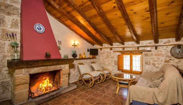 House Ana III. Attic terrace and fireplace