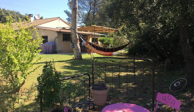 house between vineyards and garrigue