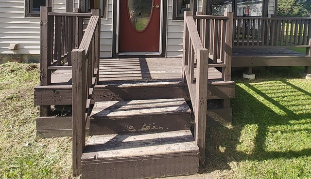 House is at 4008 hwy US2 has 2bedroom 1full bath it sleeps6, 2 car garage